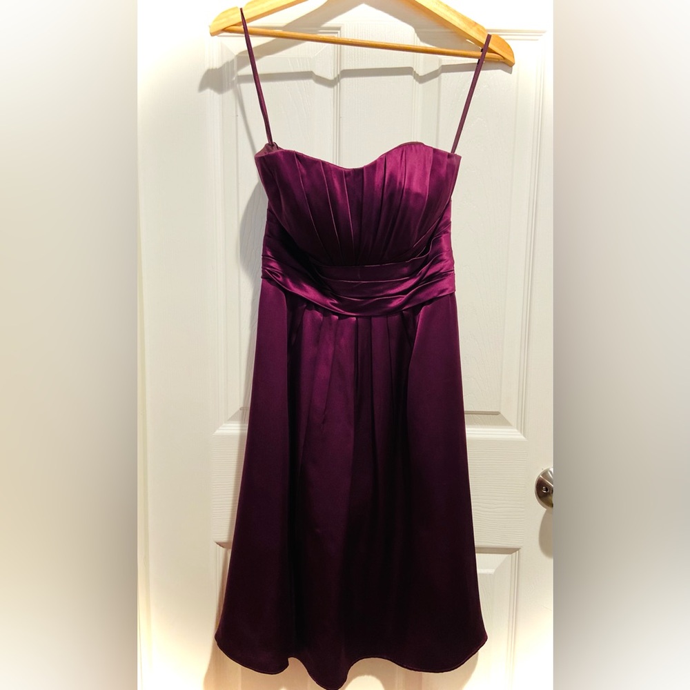 Priscilla‎ of Boston Strapless Plum Satin Gown